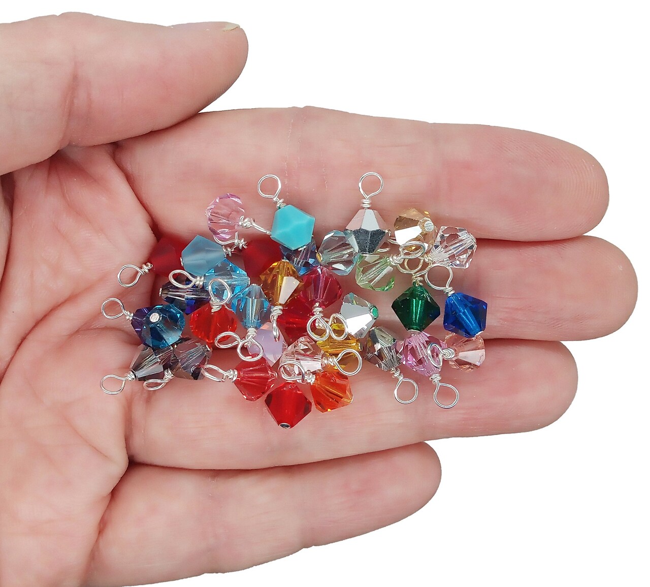 Wholesale Crystal Bicone Bead Charms, 500 pc Bulk Mixed Colors in 4mm 5mm and 6mm, Adorabilities